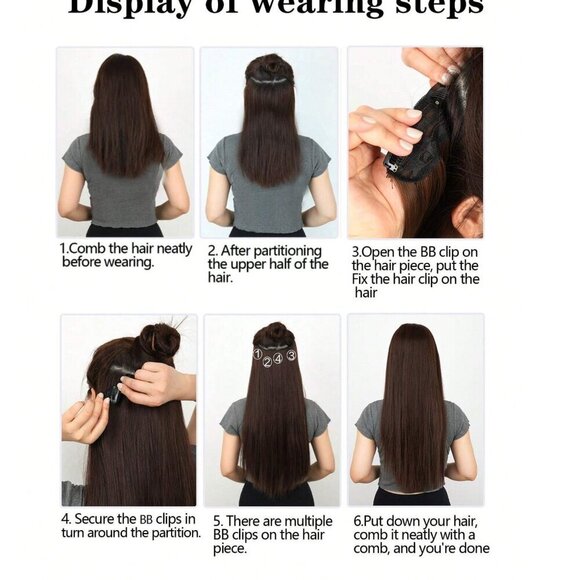 Ombre Brown & Blonde Straight hair Clip in Long Hair Extensions 22 in Set - Picture 10 of 11